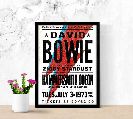 David Bowie Hammersmith Odeon London 1973 framed poster