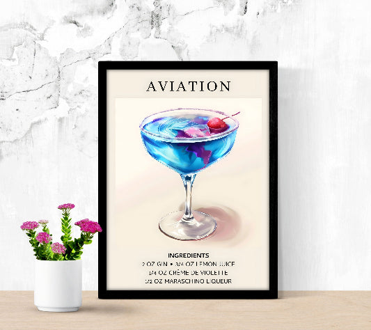 Aviation Cocktail Wall Art framed poster
