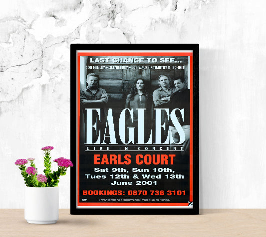 Eagles Live in Concert at Earls Court London 2001 framed poster