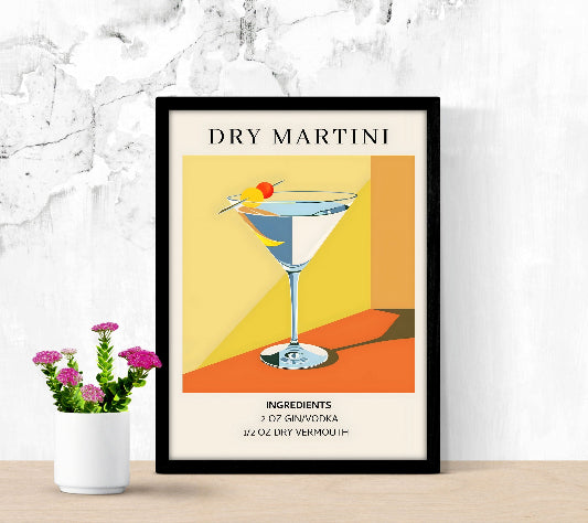 Dry Martini Cocktail Wall Art framed poster