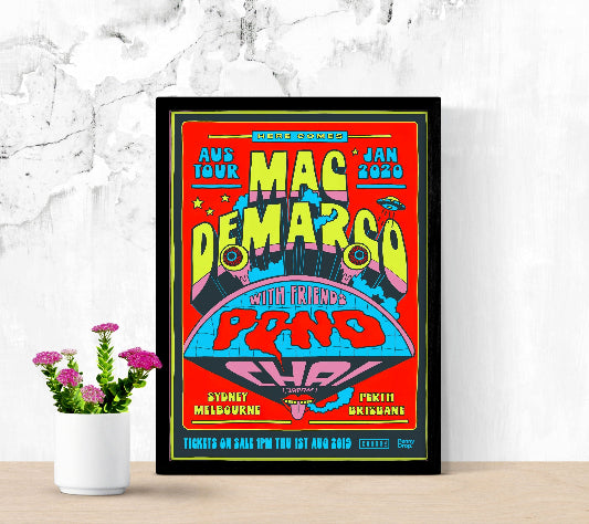 Mac DeMarco Australian Tour Jan 2020 framed poster