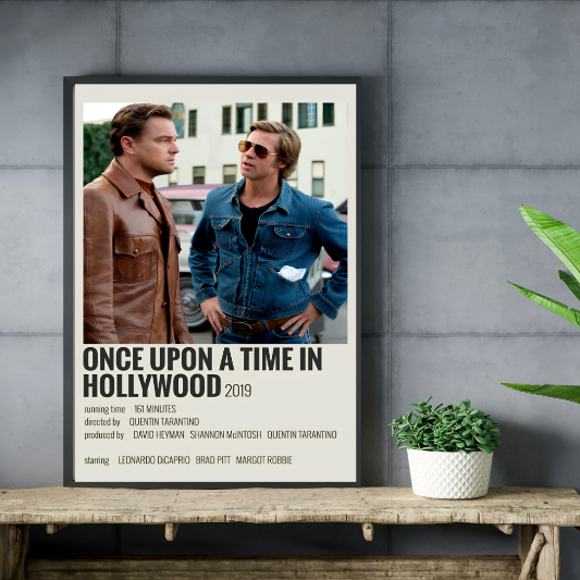 Once Upon A Time In Hollywood minimalist framed poster