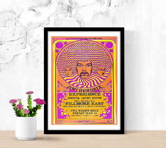 Jimi Hendrix Live Show New York 1968 framed poster