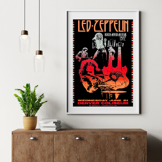 Led Zeppelin at Denver Coliseum 1977 framed poster