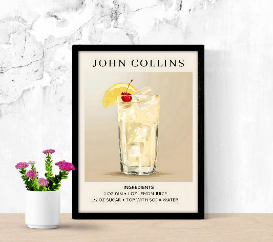 John Collins Cocktail Wall Art framed poster