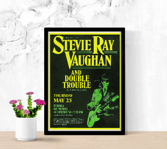 Stevie Ray Vaughan & Double Trouble at Eureka Municipal Auditorium CA 1989 framed poster