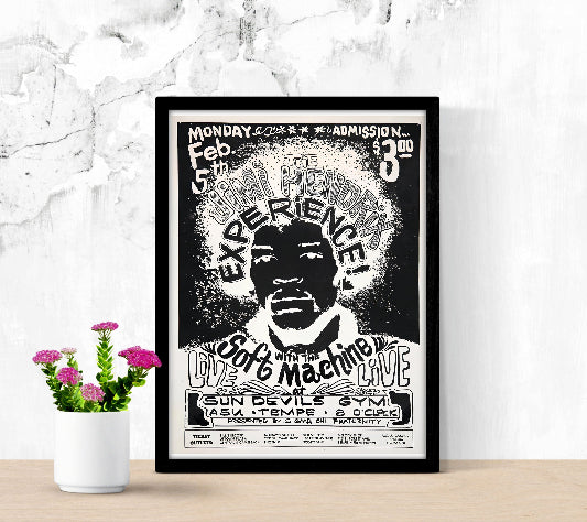 Jimi Hendrix Experience Live Show Tempe Arizona 1968 framed poster