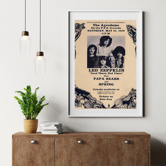 Led Zeppelin Good Times Bad Times framed poster