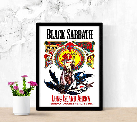 Black Sabbath at Long Island Arena 1971 framed poster