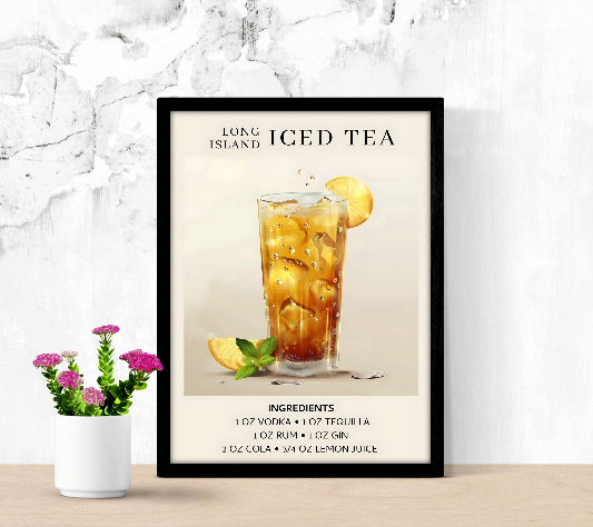 Long Island Iced Tea Cocktail Wall Art framed poster