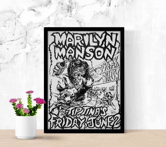 Marilyn Manson Freak Show at Tiptina's New Orleans 1995 framed poster