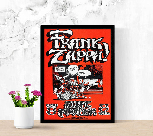 Frank Zappa at Cal.State College Fullerton 1972 framed poster