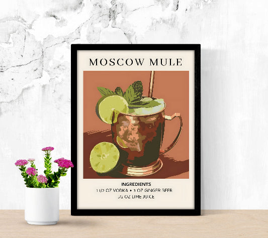 Moscow Mule Cocktail Wall Art framed poster