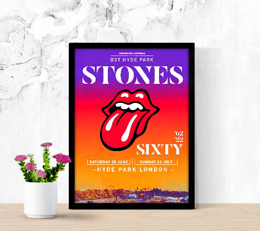 The Rolling Stones at Hyde Park London 60th Anniversary framed poster