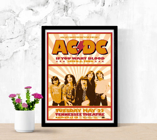 ACDC 1979 US Tour Tenneesee Theatre framed poster