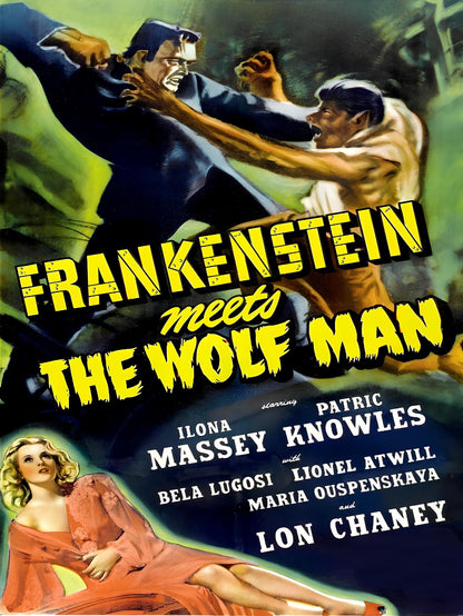 Frankenstein  Meets The Wolf Man paper poster
