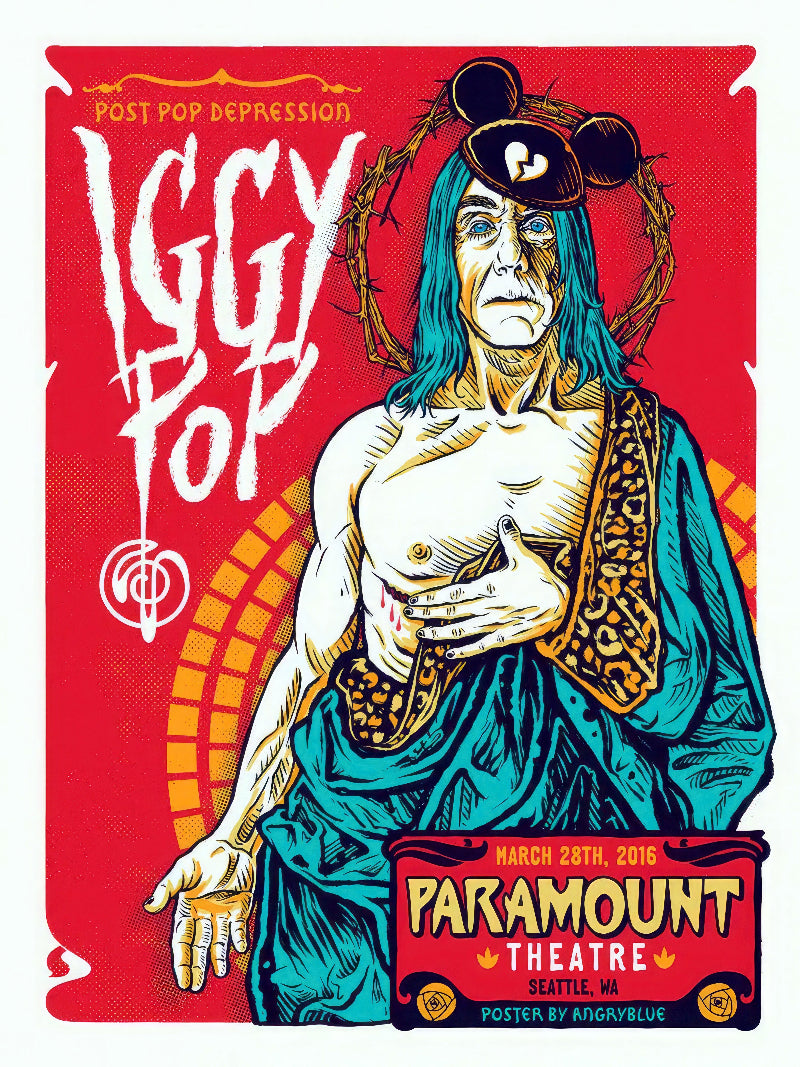 Iggy Pop at Paramount Theatre Seattle Post Pop Depression Tour paper poster