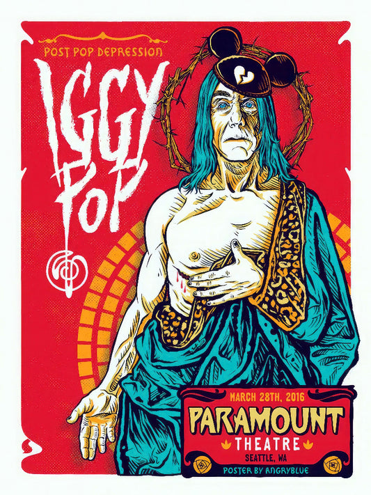 Iggy Pop at Paramount Theatre Seattle Post Pop Depression Tour paper poster