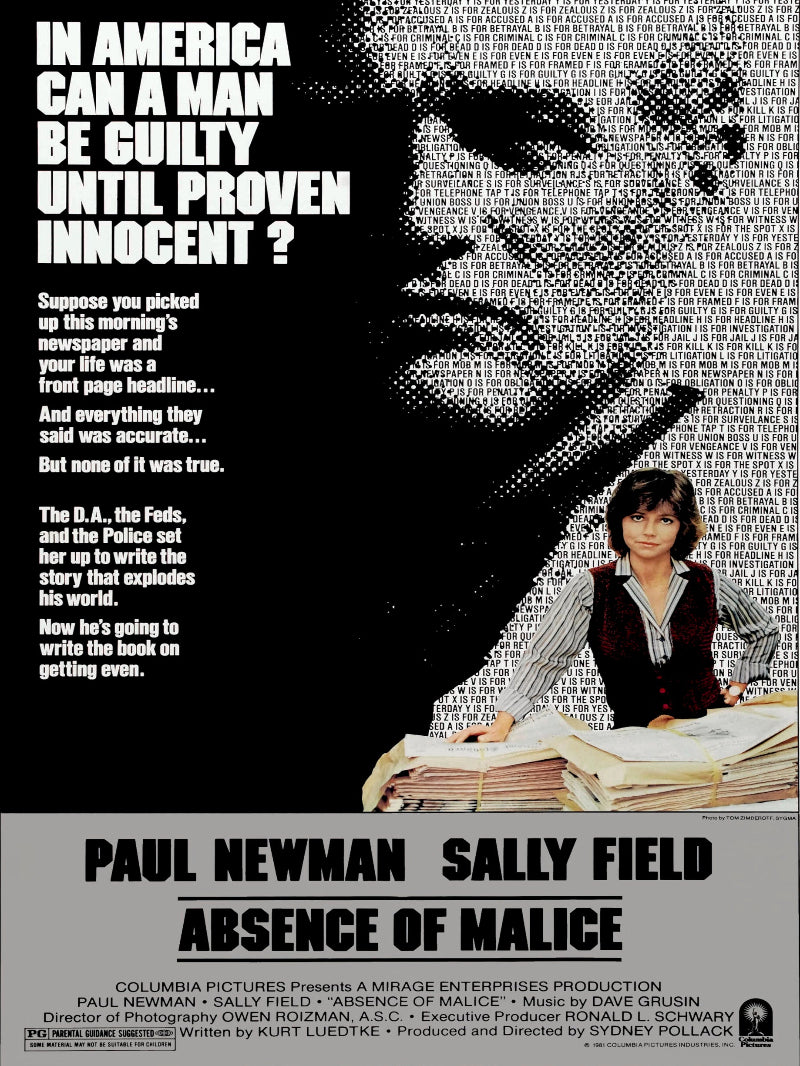 Absence of Malice paper poster