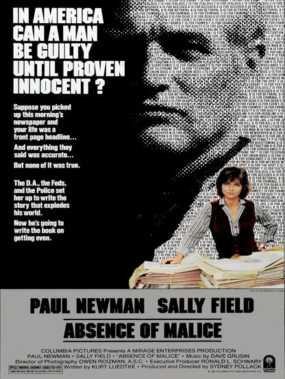 Absence of Malice paper poster