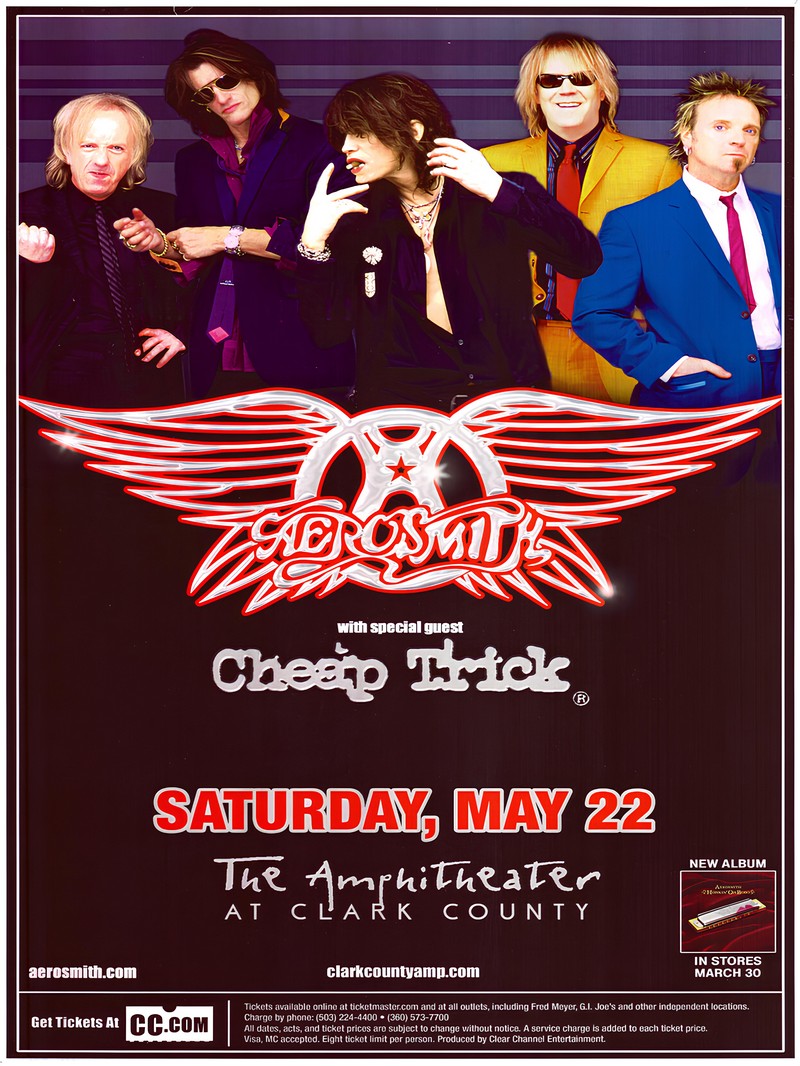 Aerosmith Live Concert at The Amphitheater Clark County paper poster