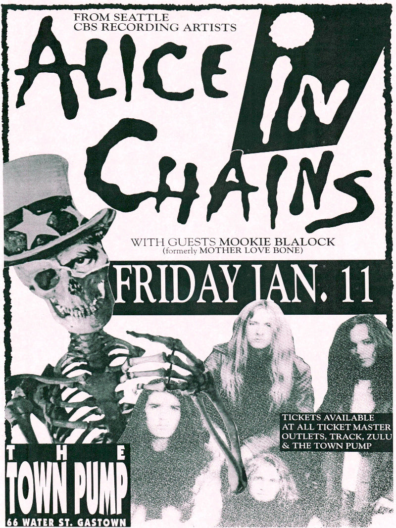 Alice in Chains at The Town Pump Gastown paper poster