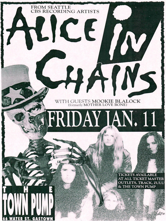 Alice in Chains at The Town Pump Gastown paper poster