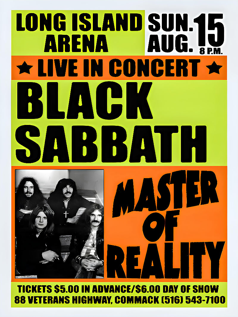 Black Sabbath at Long Island Arena paper poster