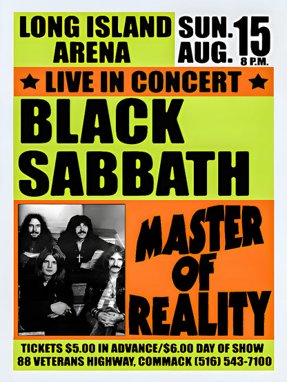Black Sabbath at Long Island Arena paper poster