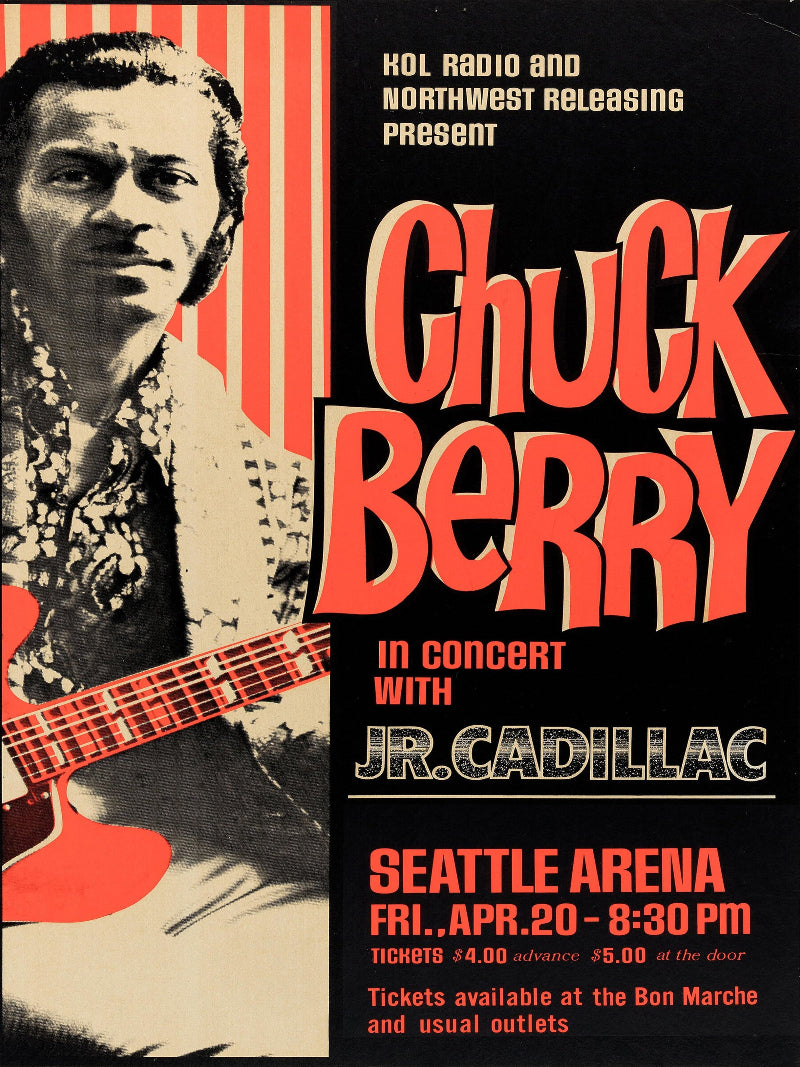 Chuck Berry at Seattle Arena paper poster