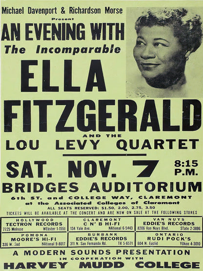 Ella Fitzgerald at Bridges Auditorium  paper poster