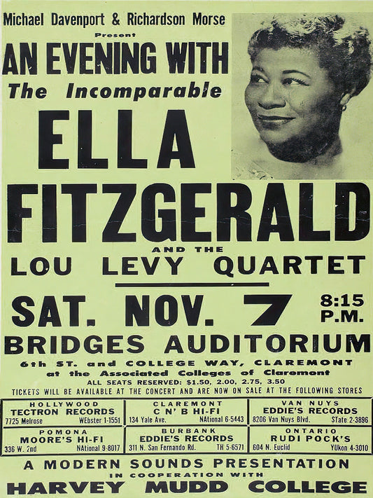 Ella Fitzgerald at Bridges Auditorium  paper poster