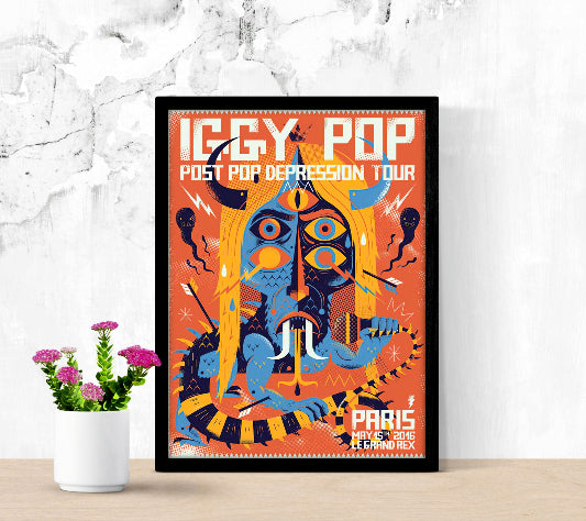 Iggy Pop Paris Le Grand Rex Post Pop Depression Tour framed poster
