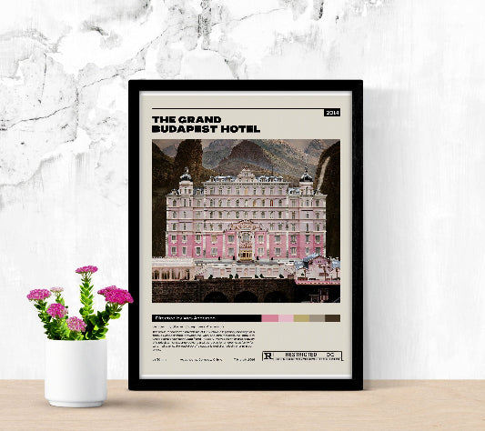 The Grand Budapest Hotel Minimalist ramed poster