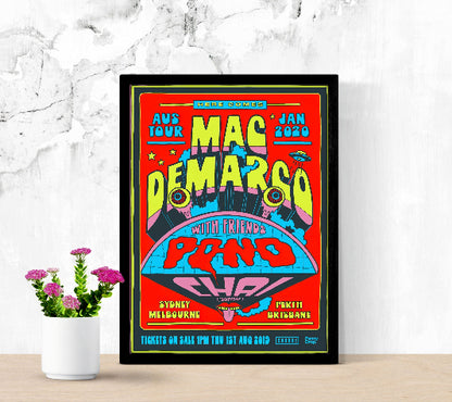 Mac DeMarco Australian Tour Jan 2020 framed poster