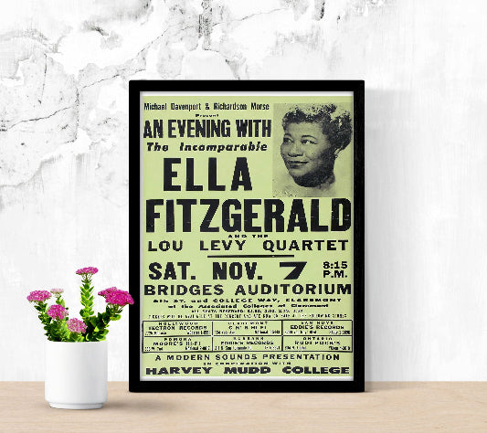Ella Fitzgerald at Bridges Auditorium  framed poster