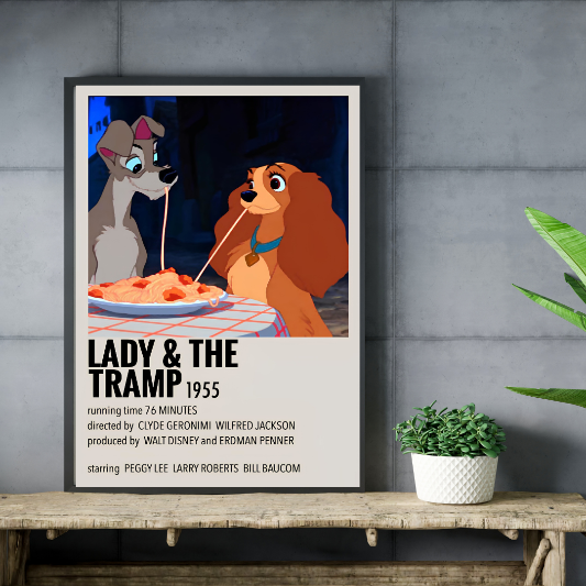 Lady & The Tramp minimalist framed poster