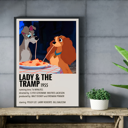 Lady & The Tramp minimalist framed poster