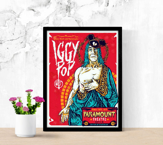 Iggy Pop at Paramount Theatre Seattle Post Pop Depression Tour framed poster