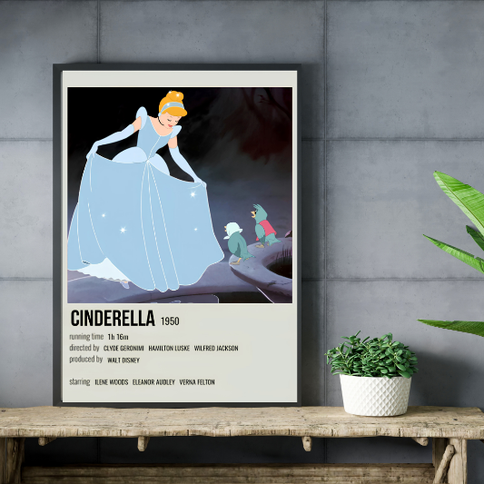 Cinderella minimalist framed poster