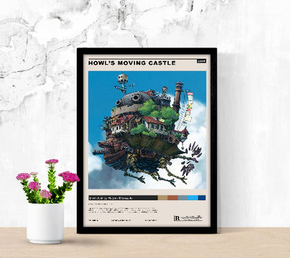 Howl's Moving Castle Minimalist framed poster
