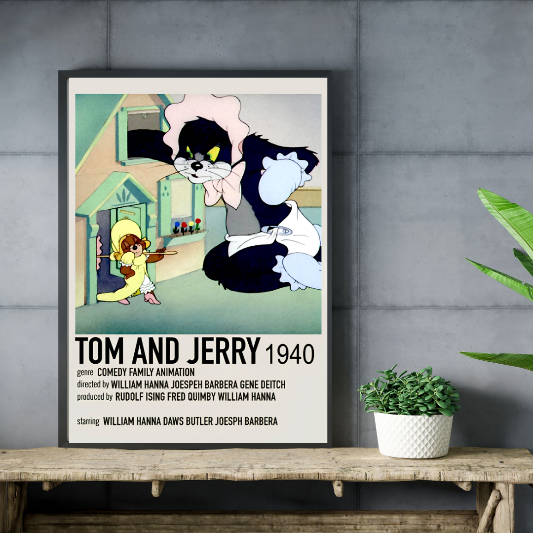 Tom and Jerry minimalist framed poster