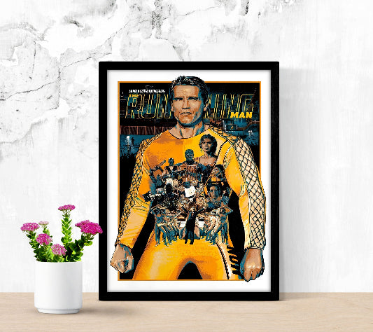 The Running Man Scharzenegger Cinematic Wall Art framed poster