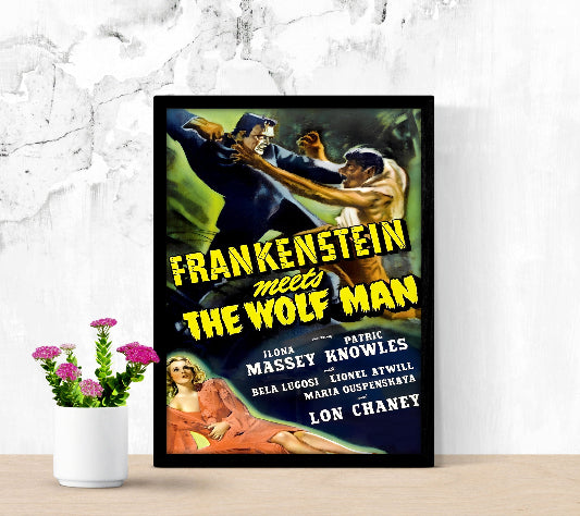 Frankenstein  Meets The Wolf Man framed poster