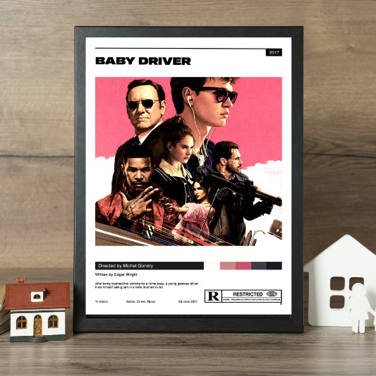 Baby Driver minimalist framed poster