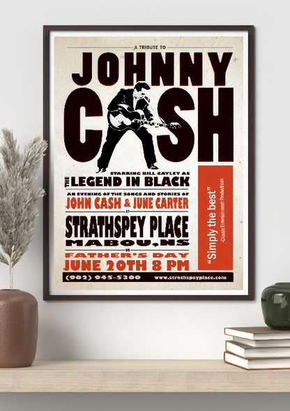 Johnny Cash at Strathspey Place framed poster