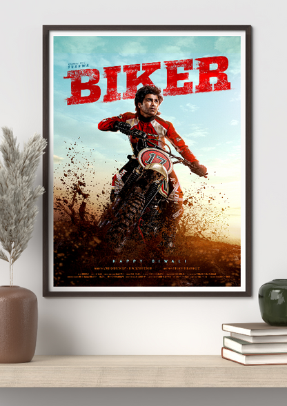Biker framed poster