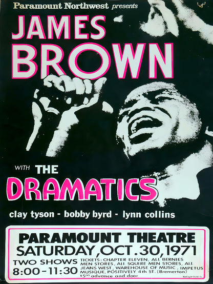 James Brown at Paramount Theatre paper poster