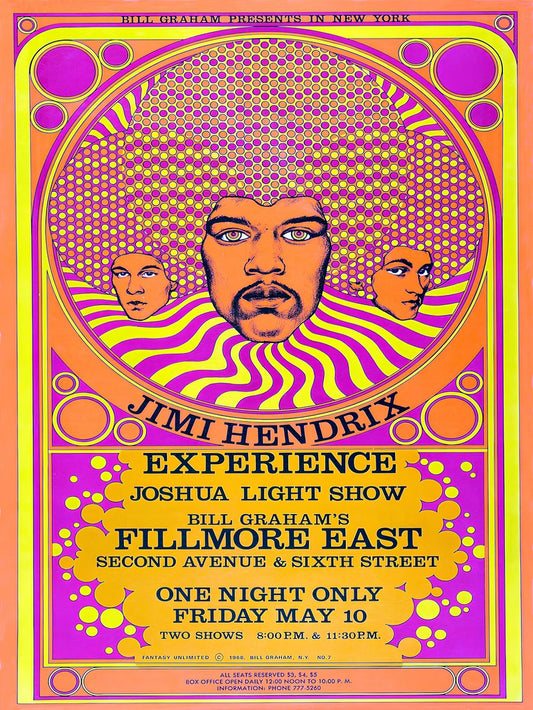 Jimi Hendrix Live Show New York 1968 paper poster