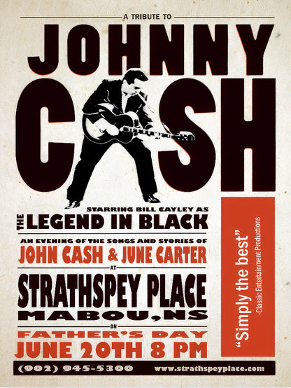 Johnny Cash at Strathspey Place paper poster